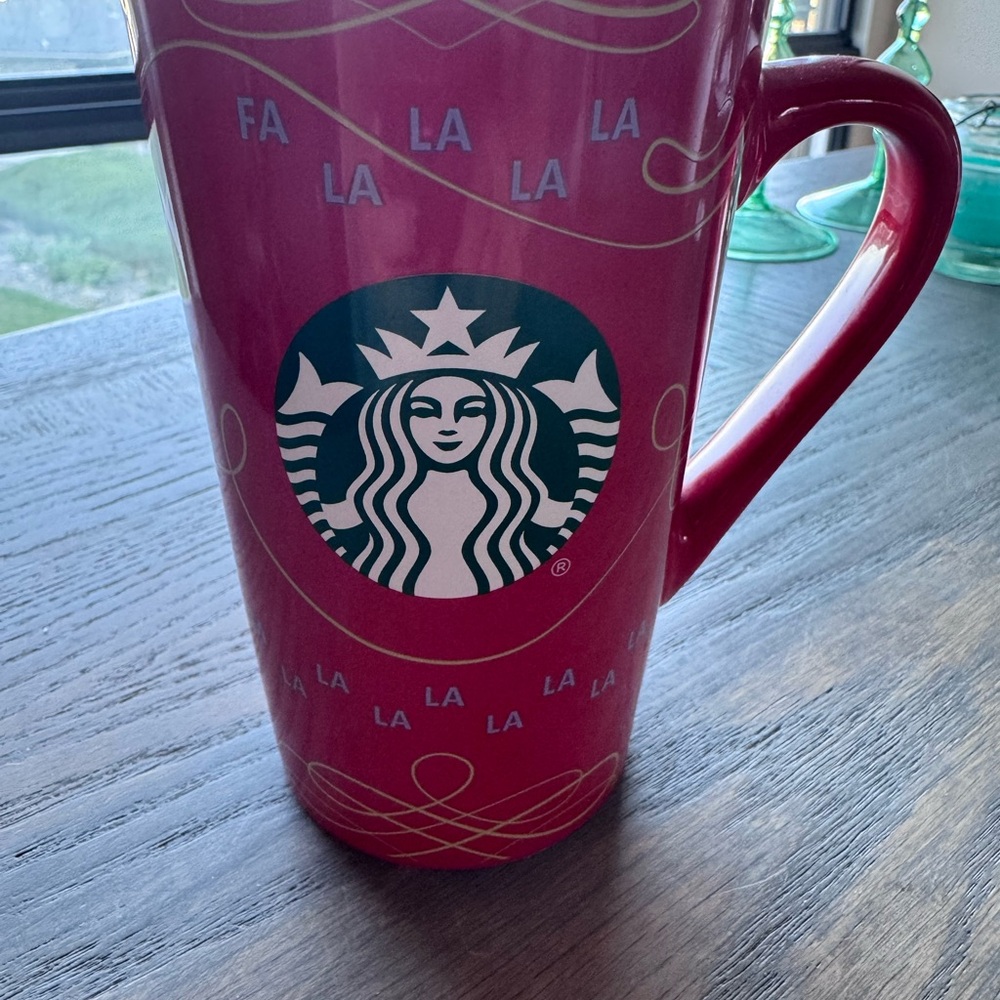 Starbucks Festive Red Mug with Holiday Script
